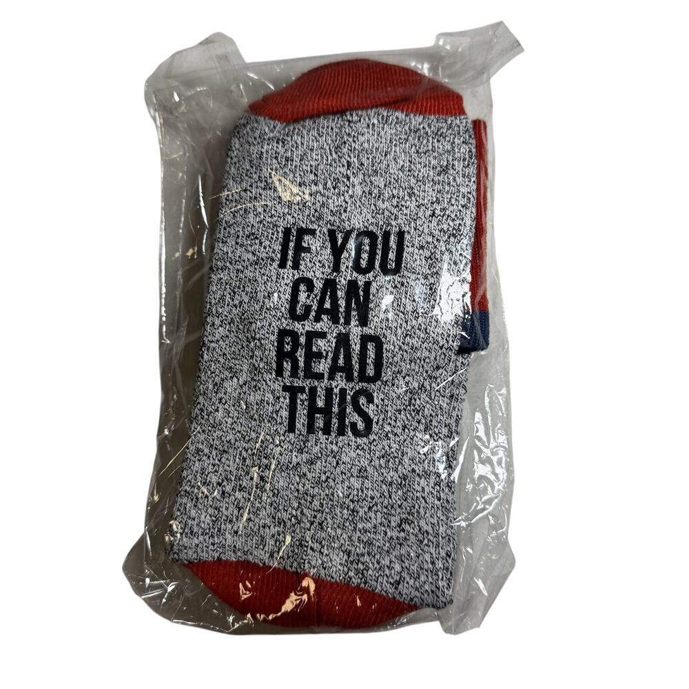Gray and‎ Red Novelty Socks "IF YOU CAN READ THIS" - "PLEASE BRING BOURBON"